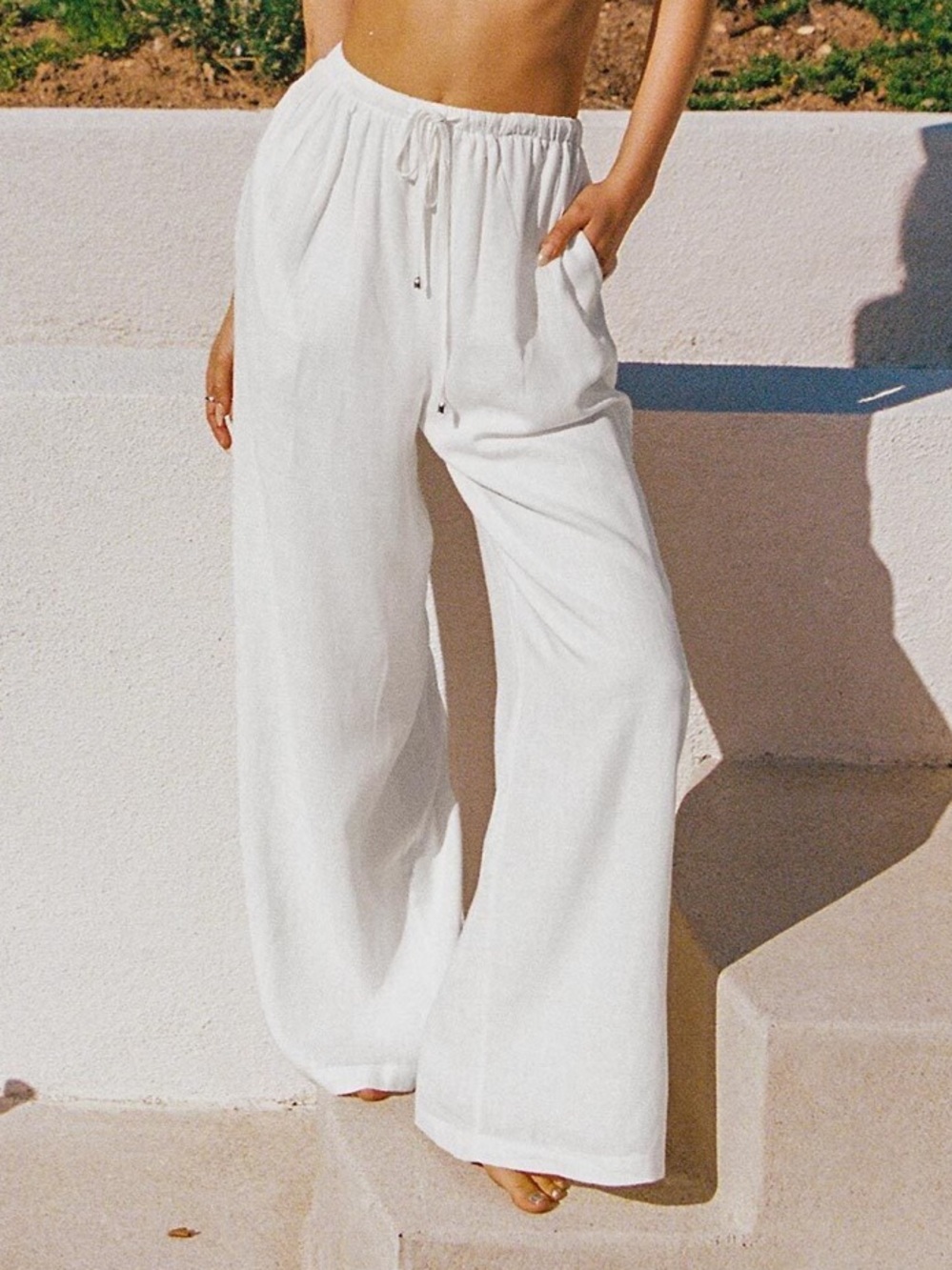 Princess Polly Ogilvie wide leg linen pants - Khaki